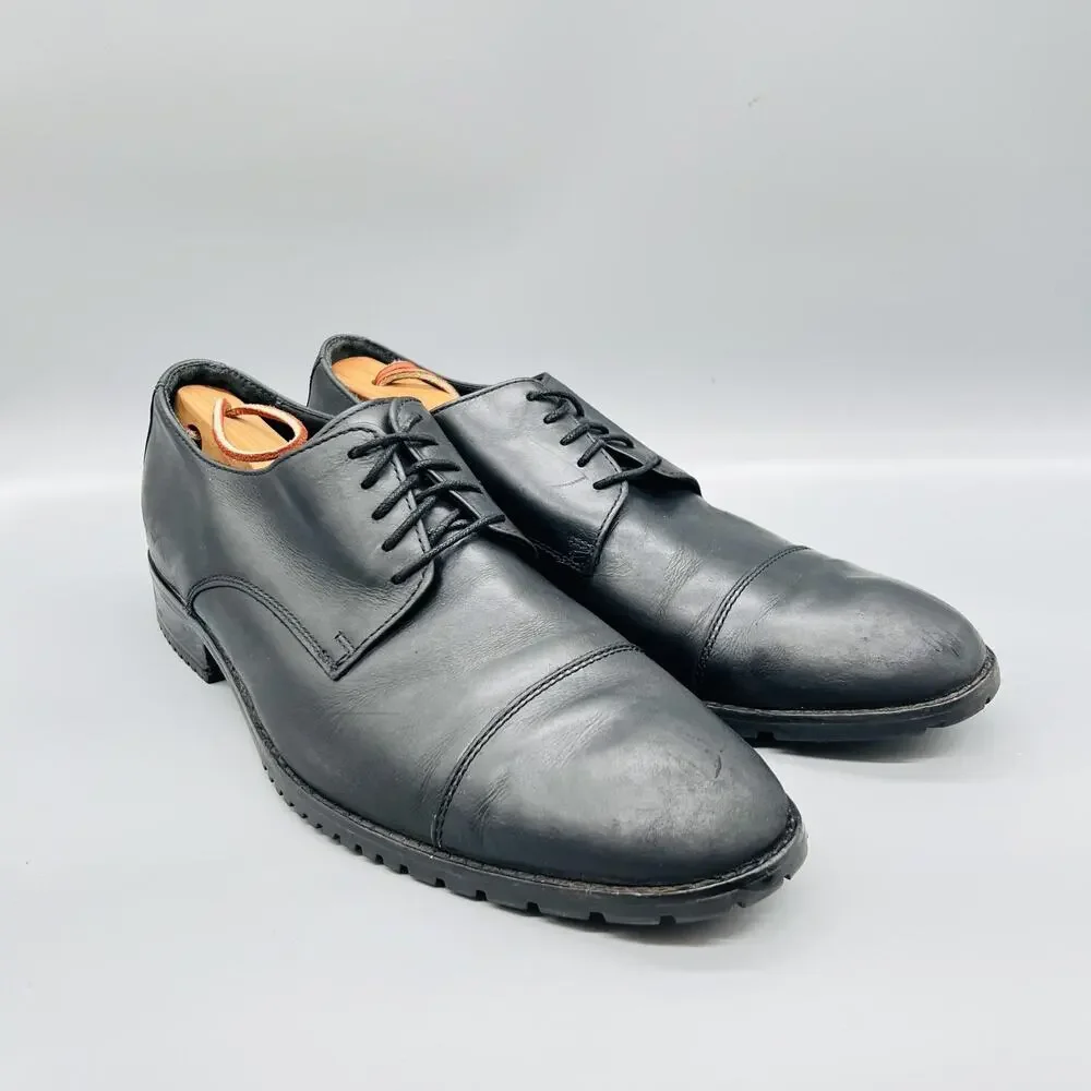 Cole Haan Shoes Mens 10.5 Black Leather Vtg Air Cap Toe Derby Oxford Dress